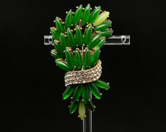 French Vintage Fashion Green Wheat Ear Brooch, Green Brooch, Pastoral Brooch, Elegant Brooch, party brooch, brooch for women