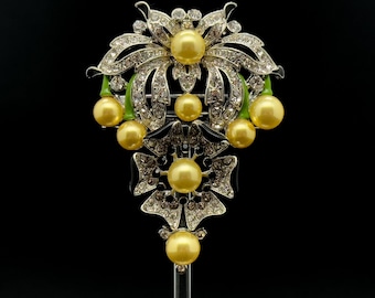 Modern och lyxig blombrosch, pärlbrosch, elegant brosch, chic brosch, brosch för kvinnor, vintagedekobrosch, kappbrosch