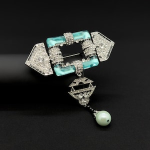 Creative pearl pendant brooch, unique brooch, art deco brooch