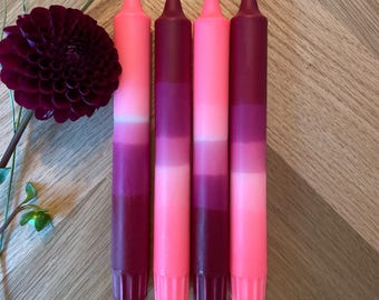 Dip Dye Kerzen Set - NEON PINK BURGUNDY