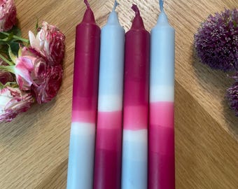 Dip Dye Kerzen Set - Hellblau Bordeaux