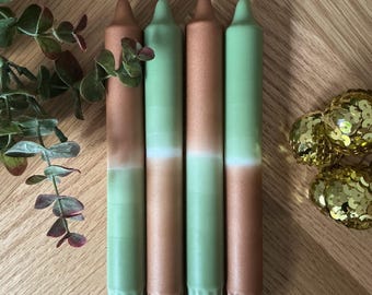 Dip Dye Kerzen Set - Grün Bronze