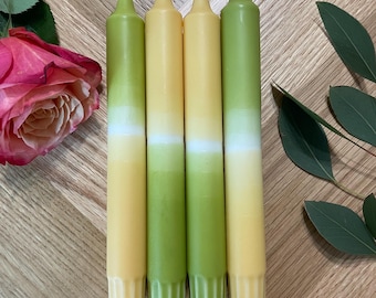 Dip Dye Kerzen Matcha Grün Butter Yellow | Hochzeitsdeko, Gastgeschenk, Eventkerzen, natürliche Tischdeko Grün Gelb | Unikat