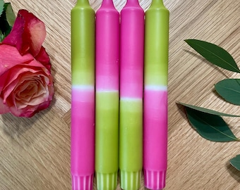 Dip Dye Kerzen Matcha Grün Rosa | Handgetaucht | Hochzeitsdeko, Gastgeschenk, Eventkerzen, moderne Tischdeko | Unikat