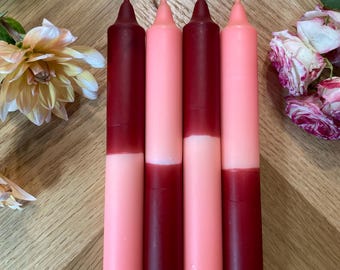 Dip Dye Kerzen Set - Burgundy Rosa