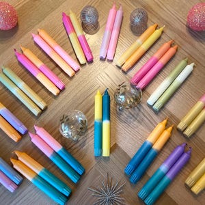 Colorful dip dye candles
