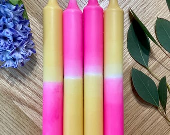 Dip Dye Kerzen Set - Gelb Pink