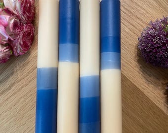Dip Dye Kerzen Set - Blau Beige