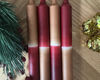 Dip Dye Kerzen Set - Rot Bronze