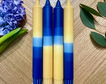 Dip Dye Kerzen Gelb Navy | Trendfarbe Butter Yellow Navy Blue | Hochzeitsdeko, Gastgeschenk, stilvolle Eventkerzen | Unikate