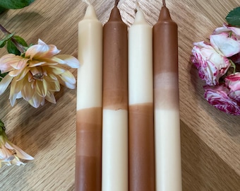 Dip Dye Kerzen Set - Braun Beige