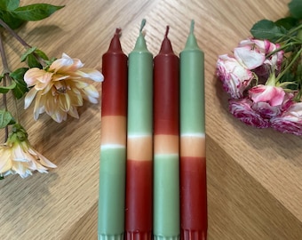 Dip Dye Kerzen Set - Grün Beige Braun