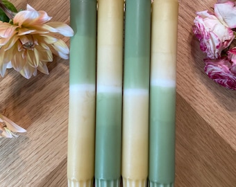 Dip Dye Kerzen Set - Grün Gold
