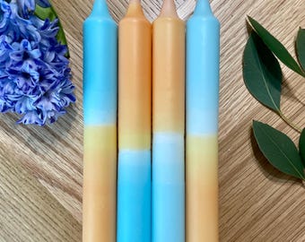 Dip Dye Kerzen Dusty Blue Peach | Hochzeitsdeko, Gastgeschenk, Eventkerzen, moderne Pastell Deko | Unikat