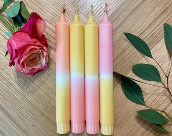 Dip Dye Kerzen Butter Yellow Peach | Handgetaucht | Hochzeitsdeko, Gastgeschenk, Eventkerzen Gelb Orange Pastell, Trendfarbe Butter | Unikat