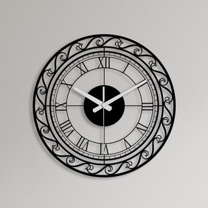 Oversized Metal Wall Clock: Silent, Vintage Style, Farmhouse Decor