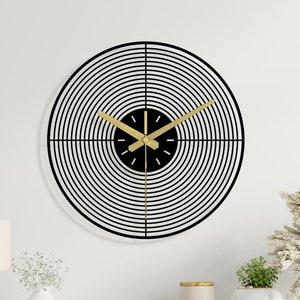 Minimalist Metal Wall Clock: Concentric Circles 3D Design