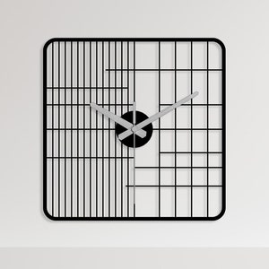 Modern Square Wall Clock, Minimalist Metal Art, Oversized Clocks for Wall, Unique Home Gift