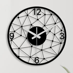 Geometric Metal Wall Clock: Modern Network Design, Silent Movement