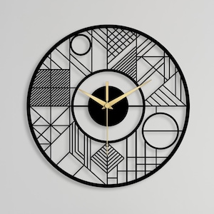 Modern Geometric Metal Wall Clock, Oversized Minimalist Clocks for Wall, Unique Decorative Wall Art, Large Metal Decor for Home and Office