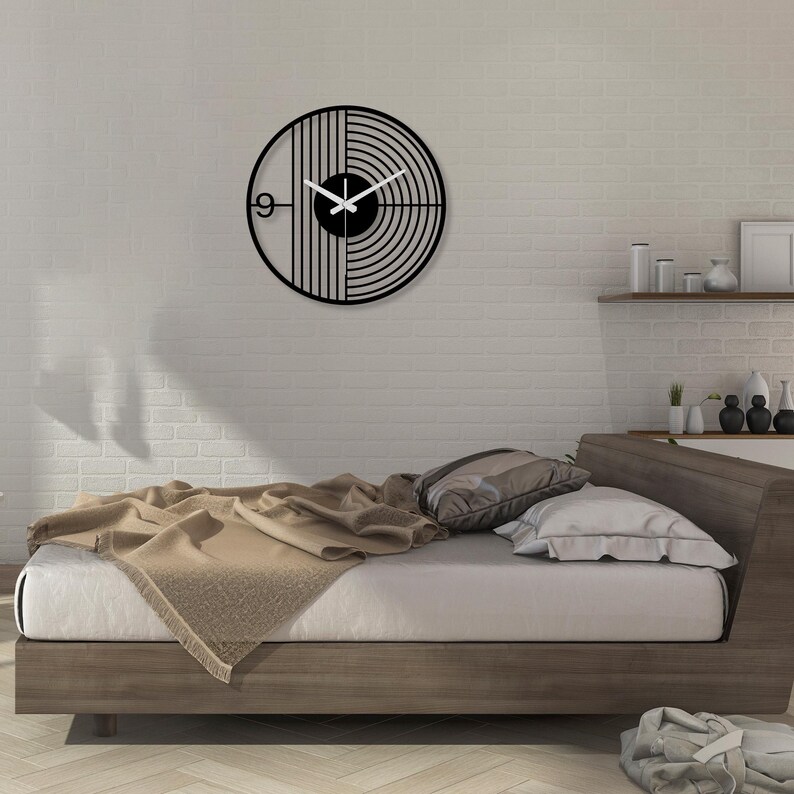 Modern Minimalist Metal Wall Clock - Unique Design Black Wall Art ...
