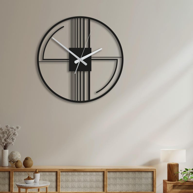 Large Minimalist Metal Wall Clock – Oversized Modern Geometric Design ...