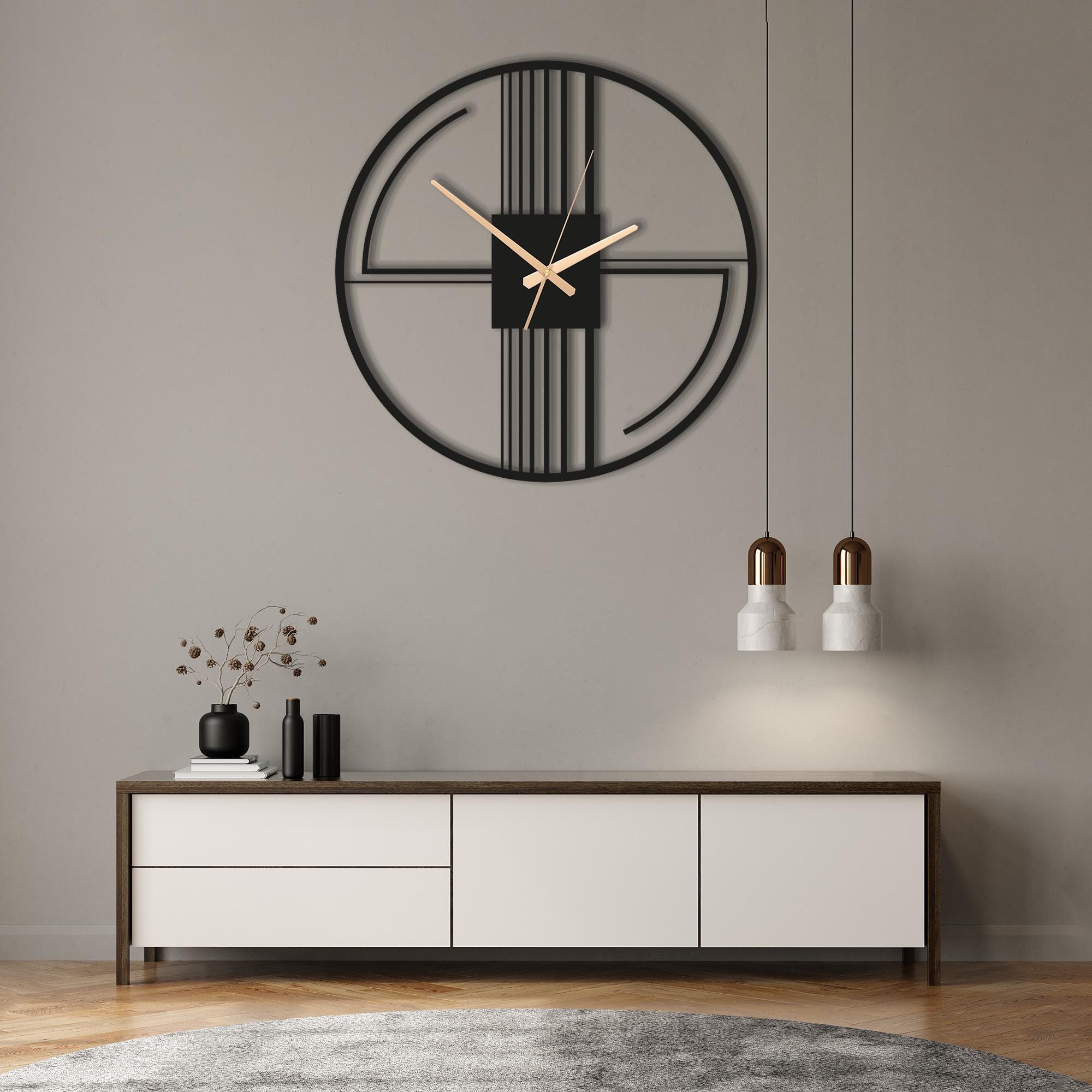 Large Minimalist Metal Wall Clock – Oversized Modern Geometric Design ...