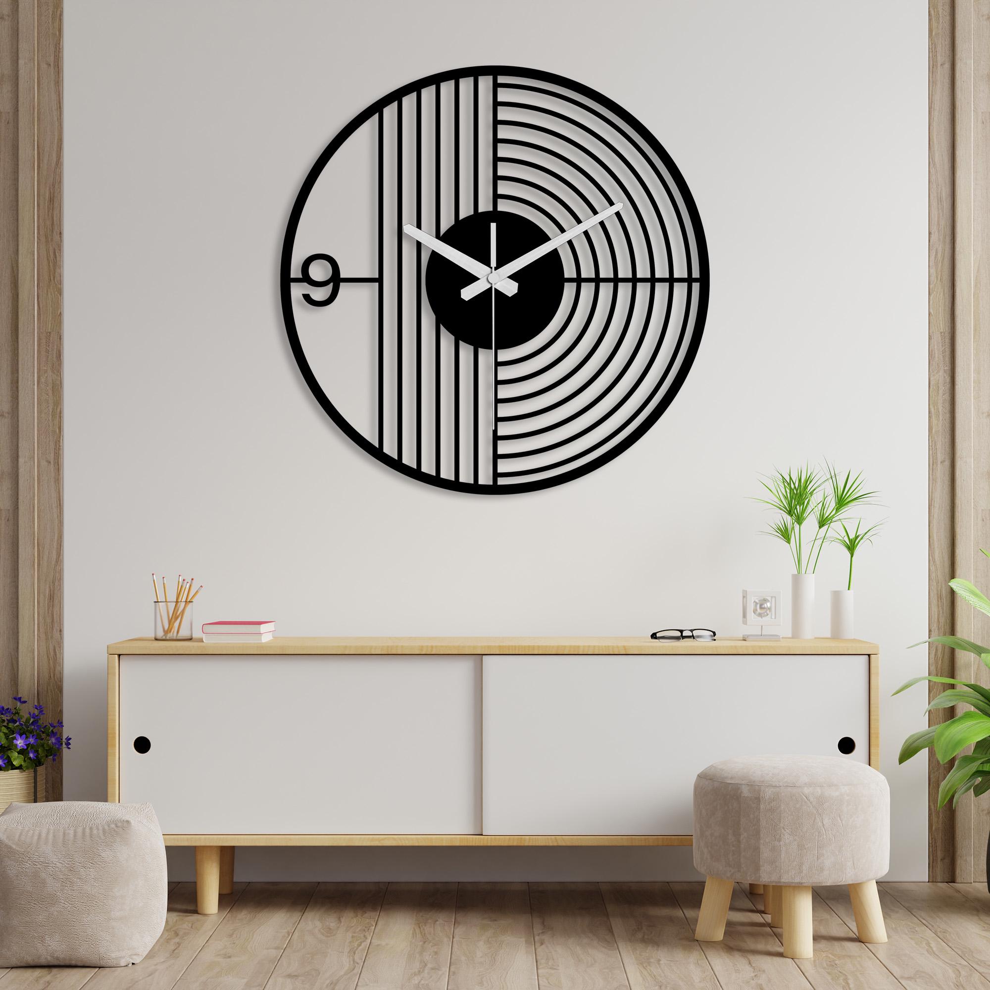Modern Minimalist Metal Wall Clock - Unique Design Black Wall Art ...