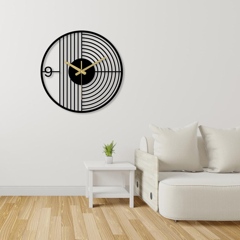 Modern Minimalist Metal Wall Clock - Unique Design Black Wall Art ...