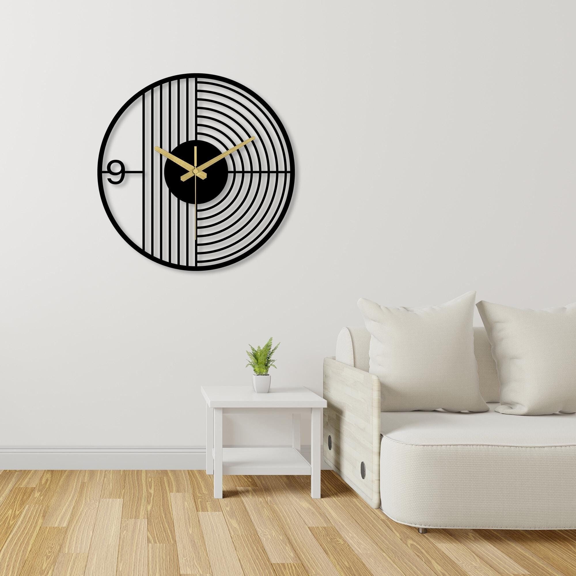 Modern Minimalist Metal Wall Clock - Unique Design Black Wall Art ...