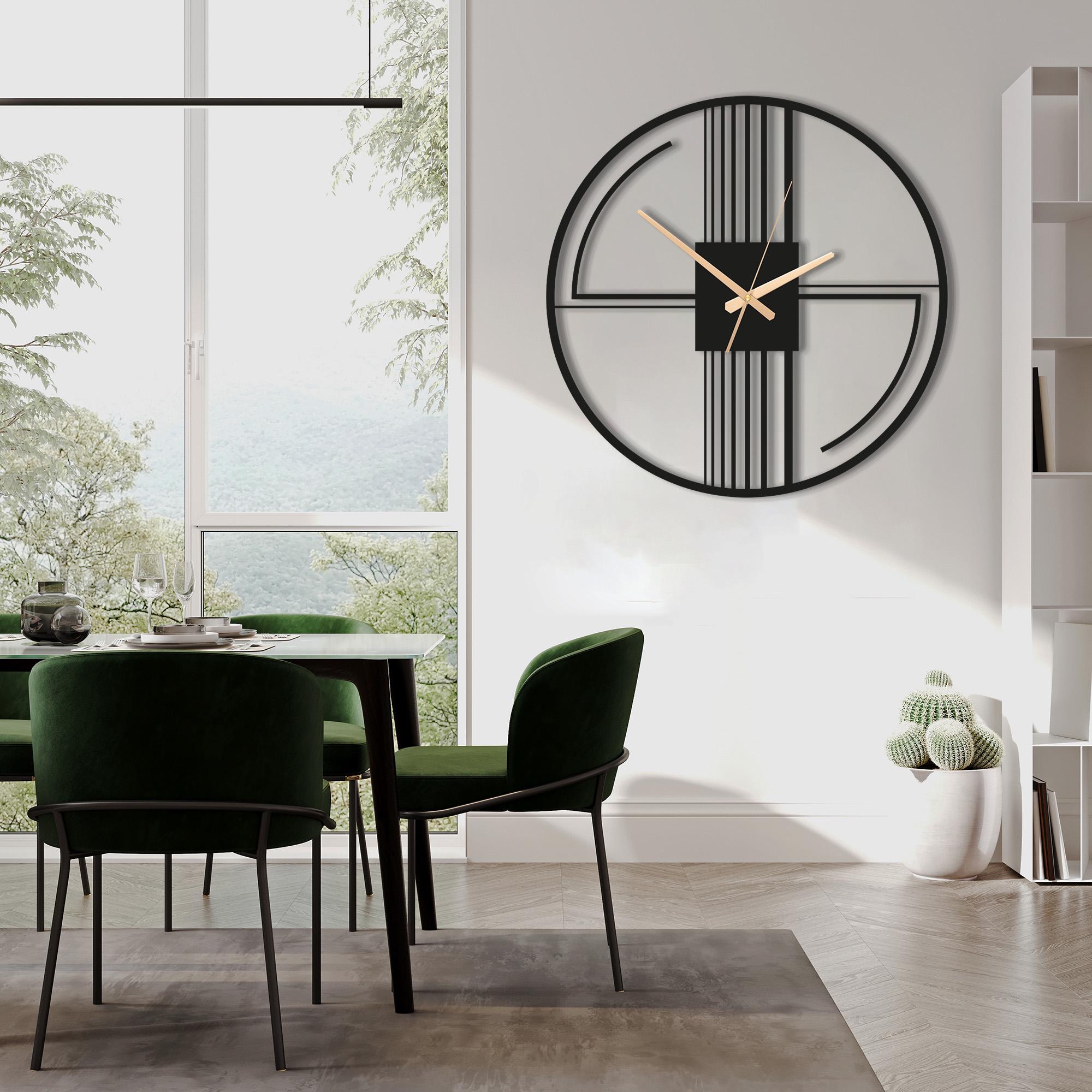 Large Minimalist Metal Wall Clock – Oversized Modern Geometric Design ...