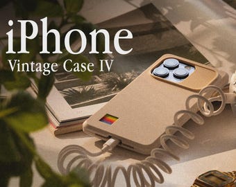 Custodia per iPhone in stile retrò con design Macintosh e colori personalizzabili.
