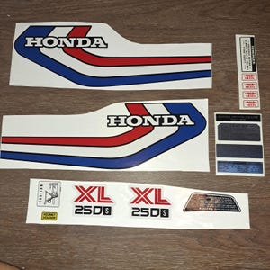 Sticker Decal Honda XL 250s 1979 Blue white Side Cover Fuel Gas Tank