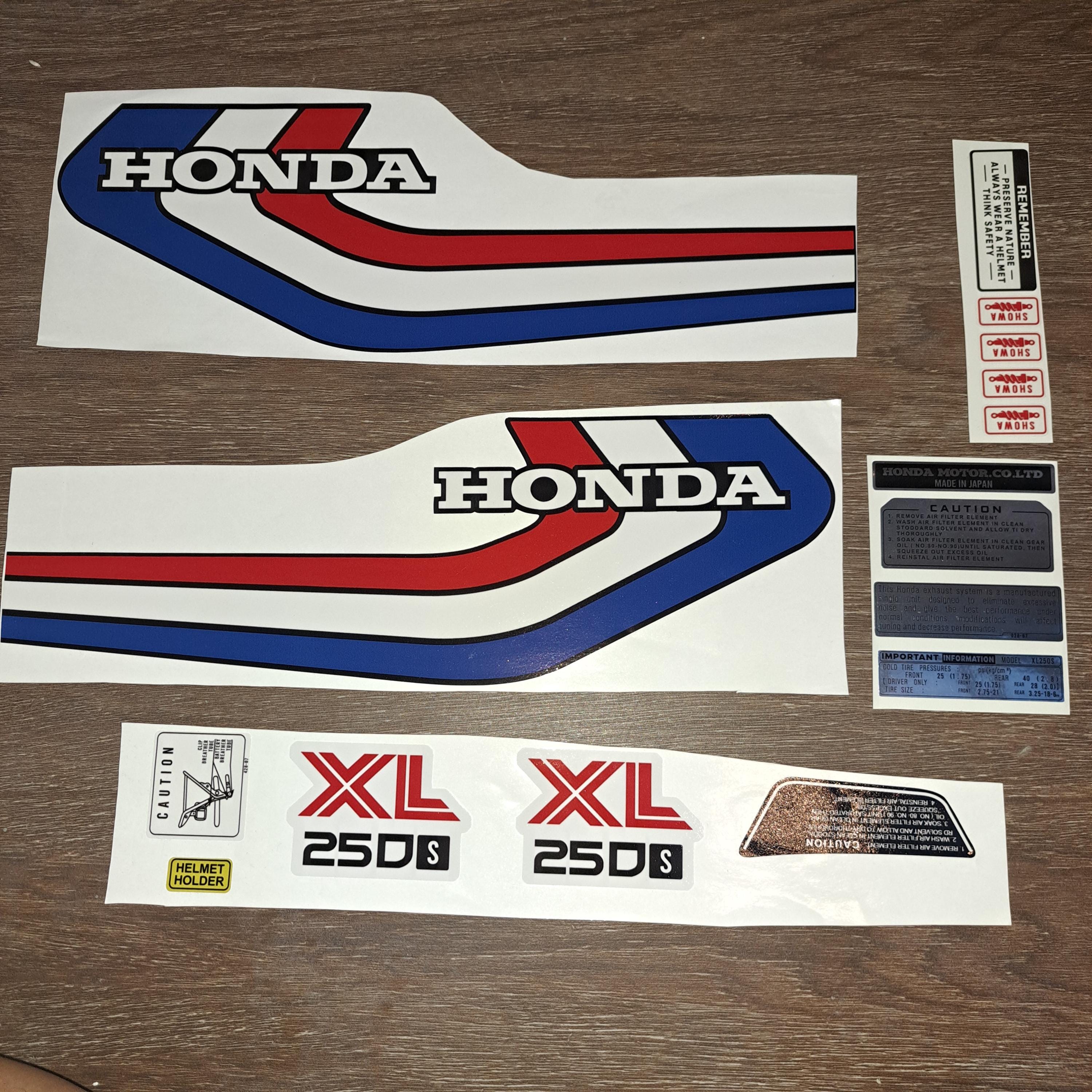 Honda XL 250s 1979 Decal Set: Blue & White Fuel Tank Side Cover - Etsy