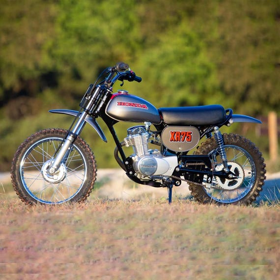 Honda XR 75 Decal Set: 1973-1975 Red and Yellow Side Cover & Fuel