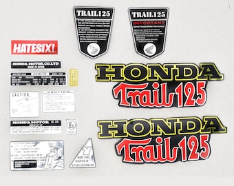 1981 Honda CT110 9-Piece Vintage Graphic Decal Kit – Caferacer, Trail Bike Stickers (Our Own)
