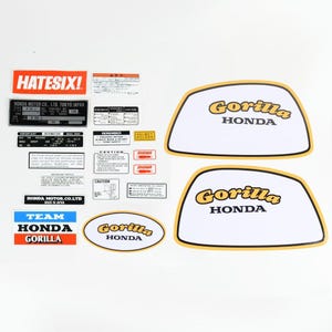 Sticker Decal Honda Z50 Gorilla Yellow White Side Cover Fuel Gas Tank