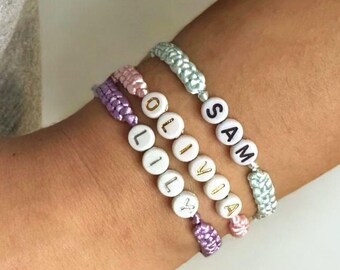 Custom Dainty Name Bracelet, Build Your Bracelet with Adjustable Macrame Rope