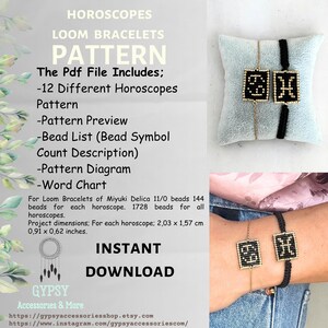 Zodiac Sign Loom Bracelet Pattern, Astrology Beading (PDF Pattern)
