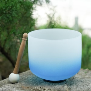 8" Gradient Crystal Singing Bowl: G Note Throat Chakra, 432Hz Tone