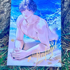 Love and Deepspace Rafayel Foliengestempelte Perlenpostkarte | Irisierendes Holographisches Anime Sammlerstück, Fan Merch Geschenk
