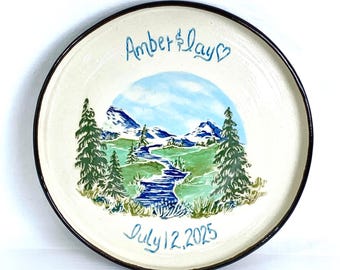 WEDDING PLATTER...Mountain Scene-for your hiking/camping/fishing enthusiasts