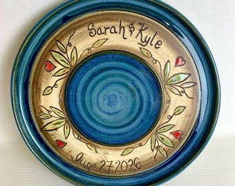 Personalized Wedding Platter:  Southern Garden Deep Water Design