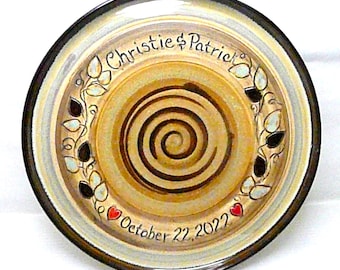 Custom Wedding Stoneware Platter: Personalized Whirlpool Design