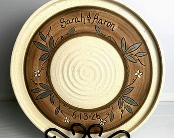 Personalized Wedding Platter:  Southern Garden Carmel & Vanilla Design