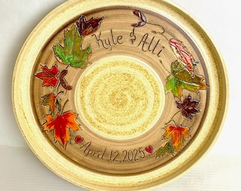 Personalized Wedding Platter: MAPLE LEAVES DESIGN, Stoneware