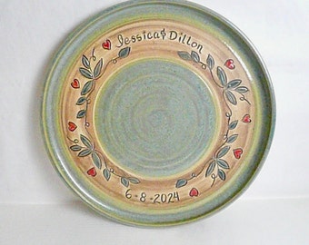 Personalized Anniversary Stoneware Platter, Southern Garden Design