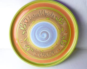 Custom Wedding Platter: Hand-Carved, Southern Summer Garden Design