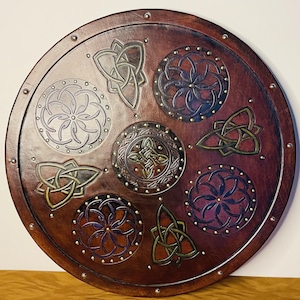 Scottish Targe Shield | Leather Shield | Handmade Leather Viking Shield For Home Decor and Gifts