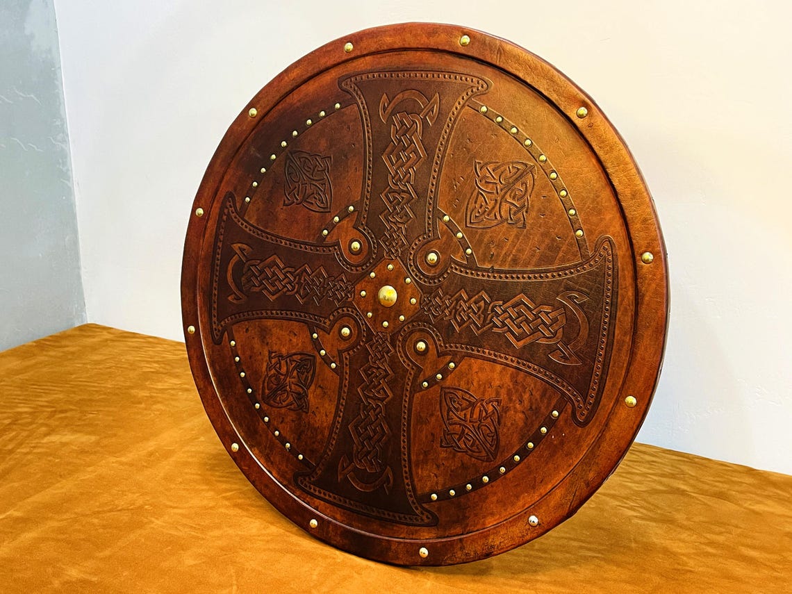 Handmade Leather Celtic Cross Shield: Viking Home Decor - Etsy